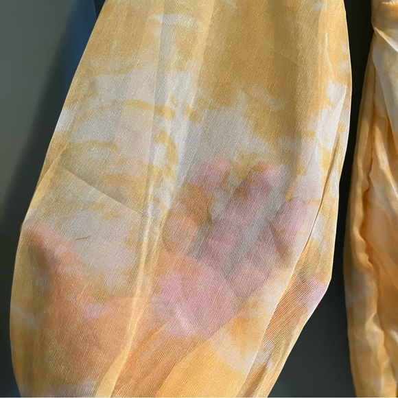 Pretty Little Thing Chartreuse Tie Dye Chiffon Bodycon Dress - Picture 5 of 13